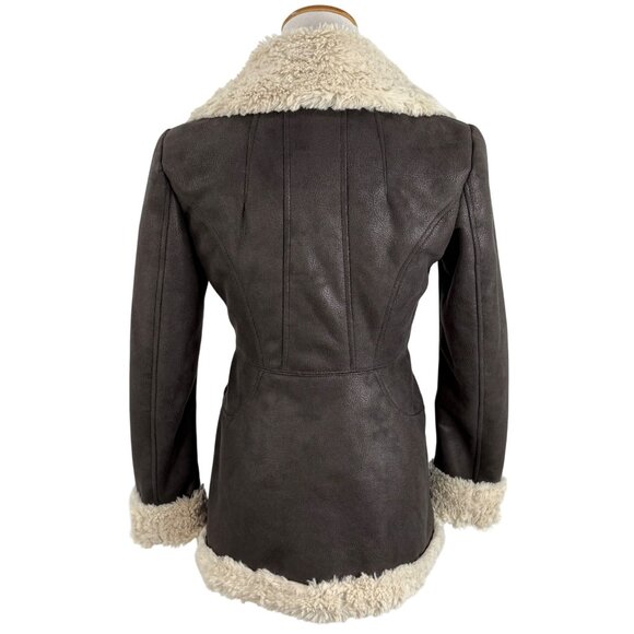 Vintage Vakko Penny Lane Faux Suede Shearling Coat 70s Boho Afghan Y2K Noughties - Picture 11 of 16